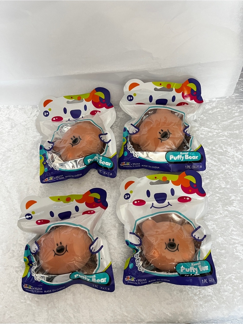 Lot of 4 Kawaii Squishy Soft Puffy Bear Party Favor Kids Toy Age 3+